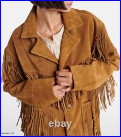 Women Fringe Suede Leather Western Jacket, Handmade Cowboy Rodeo Coat Brown Gift Women Fringe Suede Leather Western Jacket, Handmade Cowboy Rodeo Coat Brown Gift