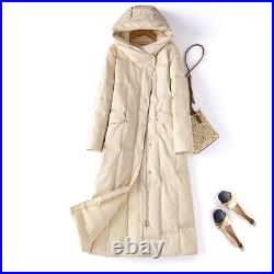 Women Hooded Warm Down Jacket Puffer Coat Over Knee Long Overcoat Winter Fashion