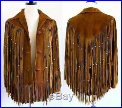 Women Native American Jackets Suede Leather Cowboy Western Stylish Fringe Coats