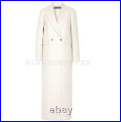 Women Over Knee Long Trench Coat Overcoat Jackets Faux Woolen Double Breasted XL