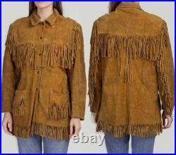 Women Western Cowboy Cowhide Suede Leather Jacket Women Fringes Leather Jacket