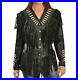 Women-Western-Wear-Cowgirl-Black-Cowhide-Leather-Fringes-Jacket-bones-studs-NJ15-01-ccj