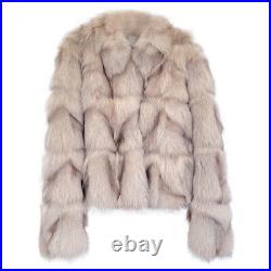 Women Winter Real Fox Fur Short Coat Jacket Outwear Overcoat Stand Collar Casual