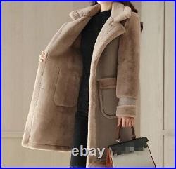 Women's Casual Jacket Lambwool Fur Liner Coat Outwear Winter Warm Thicken