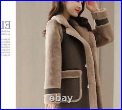 Women's Casual Jacket Lambwool Fur Liner Coat Outwear Winter Warm Thicken