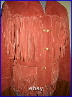 Women's Fringe Coat Jacket Lined (10/12) Vintage TREGO'S Westwear Leather