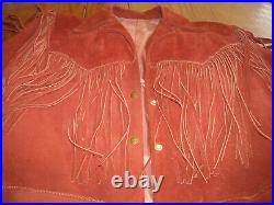Women's Fringe Coat Jacket Lined (10/12) Vintage TREGO'S Westwear Leather