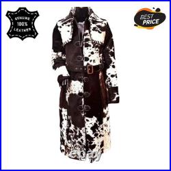Women's Hair-On Cowhide Leather Jacket Real Pony Skin Western Cow Print Coat