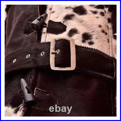 Women's Hair-On Cowhide Leather Jacket Real Pony Skin Western Cow Print Coat
