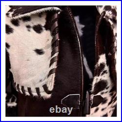 Women's Hair-On Cowhide Leather Jacket Real Pony Skin Western Cow Print Coat