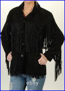 Women's Handmade Traditional Western cowboy Leather coat Style With Fringed