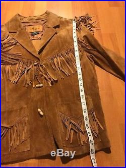 Women's Lauren Ralph Lauren Leather Jacket Brown Fringe Western Size Medium