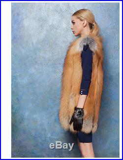 Women's Real Genuine Red Fox Fur Gilet Winter Striped Vest Waistcoat Lady Gift