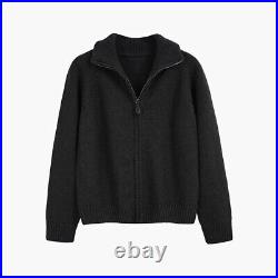 Women's Stand Collar 100% Cotton cardigan sweater Coat Jacket Zipper Spring Fall