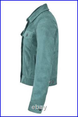 Women's Trucker Jacket Classic Western Shirt Style Suede Fashion Leather Jacket