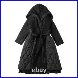 Womens American Western Style Duck Down Jacket Hooded Mid Long Overcoat Coat New