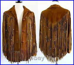 Womens Cowboy Jackets Suede Leather Fringes Beaded Western Native American Coats