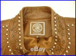 Womens L Double D Ranch Wear western brown leather jacket brass conchos studded