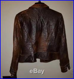 Womens M Double D Ranch Wear Western Distressed Brown Leather Jacket Studded