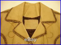 Womens M sonoran range mexico tan leather western fringe jacket lacing coat long