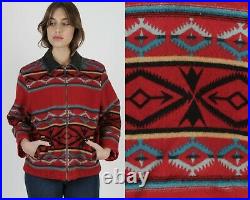 Womens Pendleton Suede Collar Coat Native American Aztec Wool Western Jacket