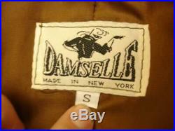 Womens S Damselle Brown Leather Jacket Coat Twisted Fringe Fox Fur Trim Western