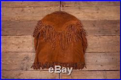 Womens Vintage Western Rancher Leather Tassel Jacket Brown XL Size 16 R4640
