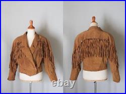 Womens Western Jacket Suede Leather Cowboy Fringe 80s Style Ladies Handmade Coat