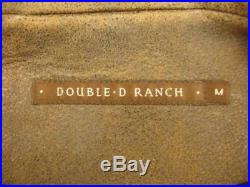 Womens sz M Double D Ranch Wear western brown leather jacket fringe leopard hair