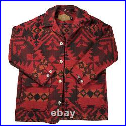 Woolrich Vintage USA Aztec Blanket Wool Western Jacket Coat Mens Medium Red