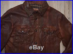Wrangler 1947 Lederjacke Leather Jacket Größe L Braun Vintage Optik Western
