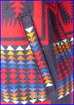 XL PENDLETON High GRADE WESTERN Wear WOOL BLANKET Jacket COAT NAVAJO Vintage