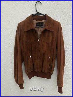 Yves Saint Laurent 70s Vintage Brown Suede Leather Western Pullover Jacket 42