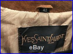 Yves Saint Laurent 70s Vintage Brown Suede Leather Western Pullover Jacket 42